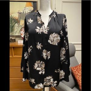 Lucky Brand black blouse with floral print